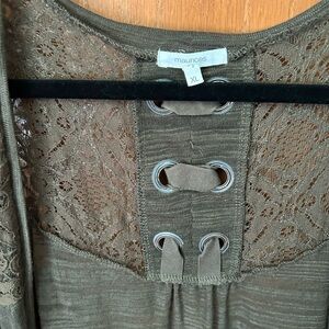 Maurices Khaki Lace-Up Blouse